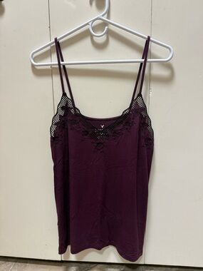 American Eagle Outfitters Plum tank top with embriodered Trim